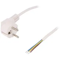 Cable Cee 7/7 E/F plug angled,wires 1.5M white 10A 250V  Cp136