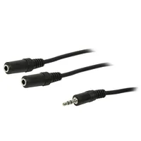 Cable Jack 3.5Mm socket x2,Jack plug 200Mm black  Ca1046