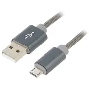 Cable Usb 2.0 A plug,USB B micro plug 1M grey 480Mbps  Cc-Usb2S-Ammbm-1Bg Cc-Usb2S-Ammbm-1M-Bg