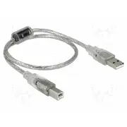 Cable Usb 2.0 A plug,USB B plug 0.5M transparent 480Mbps  Delock-82057 82057