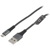 Cable Usb 2.0 A plug,USB B micro plug 1M 480Mbps textile  Usb-Micro-Txt/1.0 49282