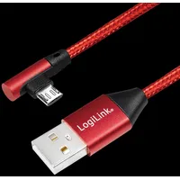 Cable Usb 2.0 A plug,USB B micro plug Angle 1M red Pvc  Cu0150