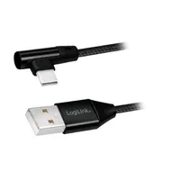 Cable Usb 2.0 A plug,USB C angled plug 1M black Pvc  Cu0138
