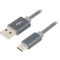 Cable Usb 2.0 A plug,USB C plug 2M grey 480Mbps textile  Cc-Usb2S-Amcm-2Bg Cc-Usb2S-Amcm-2M-Bg