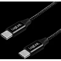 Cable Usb 2.0 C plug,both sides 1M black Pvc textile  Cu0154