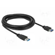 Cable Usb A socket,USB plug gold-plated 3M black Cu 5Gbps  Delock-85057 85057