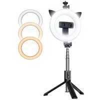 Cp X3 Led 16Cm Uzlādējama Selfie Lampa ar Bt Pulti  Rokturi Grīdas statīvu 20-90Cm Telefona stiprinājums Cpx3 4752128056426