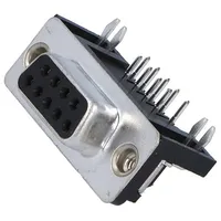 D-Sub Pin 9 socket female angled 90 Tht Unc 4-40 5A 20Mω  De09-Sl-24