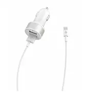 Devia Smart Series Dual Usb Car Charger Suit with Lightning Cable Mfi2.4A,2Usb white  T-Mlx37626 6952898000522