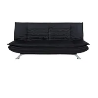 Dīvāns gulta Faith 196X98Xh91Cm, pārklājuma materiāls ādas aizvietotājs, krāsa melna, kājiņas metāls, hroms  Ac44369 5705994657548