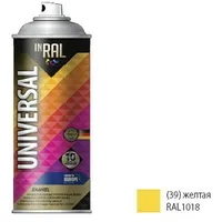 Emaljas aerosols. universāls Inral Universal Enamel 39 dzeltens 400Ml 1018 Krāsa dzeltena spīdums.  2676039