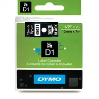 Tape Dymo D1 12Mm x 7M, vinyl, white on black / S0720610 45021  541131345081