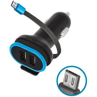 Forever Cc-02 car charger 2X Usb 3A black with microUSB cable 0,2 m  Gsm034042 5900495647139
