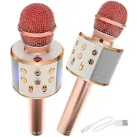 Goodbuy karaoke mikrofons ar iebūvētu Bluetooth skaļruni  3W aux balss modulators Usb Micro Sd gaiši rozā Gbmik3Wlpi 4752243029008