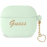 Guess Gua3Lschsn Airpods 3 cover zielony green Silicone Charm Heart Collection  3666339039080