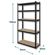 Izturīgs, transformējams metāla plaukts 180X90X40 cm, mājai, birojam, garāžai, melns cinkots  Rb-1251B 310000223610