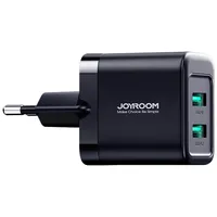 Joyroom Jr-Tcn01 2Xusb-A 12W 2.4A mains charger - black  Black 6956116753412