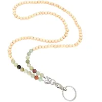 Lanyard pendant, string beads for keys, beige phone  glass chain 9145576257005