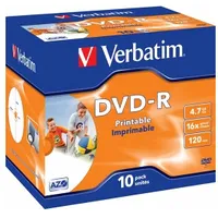 Matricas Dvd-R Azo Verbatim 4.7Gb 16X Printable, Id Branded,10 Pack Jewel  43521V 023942435211