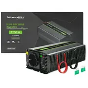 Qoltec Pure Sine Wave Inverter Monolith  600W 1200W 12V to 230V 5901878519333 85044095