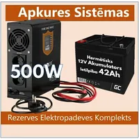 Rezerves Elektropadeves Komplekts Apkures Sistēmai 500W  12V 42Ah akumulators Inv50042Ah-Kowall 3100001250606
