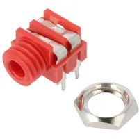 Socket Jack 3,5Mm female mono ways 2 angled 90 Tht red S6  Cl1384R