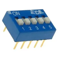 Switch Dip-Switch Poles number 5 On-Off 0.025A/24Vdc Pos 2  Edg105S