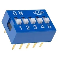 Switch Dip-Switch Poles number 5 On-Off 0.05A/12Vdc Pos 2  Ds-05