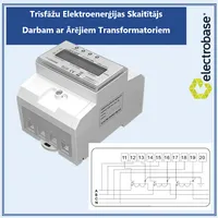 Trīsfāžu elektrības skaitītājs darbam ar Ārējiem Transformatoriem - 4 moduļi, 3X230/400 V, 6A  3F-Esh-Tra 3100000697488