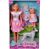 Dolls Steffi Love and Evi walking with the dog  Wlsimi0Uc033605 4006592079055 105733605