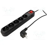 Plug socket strip protective Sockets 5 250Vac 10A black  Arc5/30/Cz