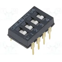 Switch Dip-Switch Poles number 4 Off-On -0.025A/24Vdc Pos 2  1825002-5