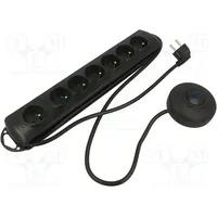 Plug socket strip protective Sockets 7 230Vac 10A black  Qs-50171 50171