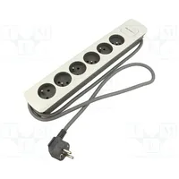 Extension lead 3X1.5Mm2 Sockets 6 white-grey 1.8M 16A  Qoltec-50297 50297