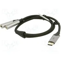 Cable Jack 3.5Mm socket x2,USB C plug nickel plated 0.3M  Bgphy