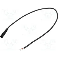 Cable 2X0.5Mm2 wires,DC 5,5/2,5 socket straight black 0.5M  S25-Tt-O050-050Bk