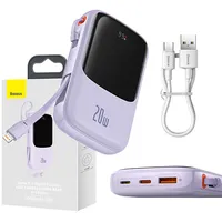 Baseus Qpow power bank 10000Mah built-in Lightning 20W Quick Charge cable Scp Afc Fcp purple Ppqd020005  6932172608477 034155
