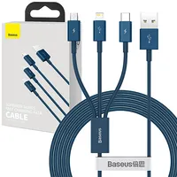 Usb cable 3In1 Baseus Superior Series, to micro  Usb-C Lightning, 3.5A, 1.2M Blue Camltys-03 6953156205543 026700