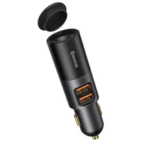 Baseus Share Together Fast Charge Car Charger with Cigarette Lighter Expansion Port, 2X Usb, 120W Gray  027315472744