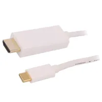 Adapter Usb 3.1 Hdmi plug,USB C plug 1M white  Qoltec-50414 50414