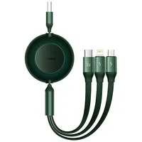 Baseus Bright Mirror 2 retractable cable 3In1 Usb Type A - micro  Lightning C 66W 1.1M green Camj010106 6932172609122 035040