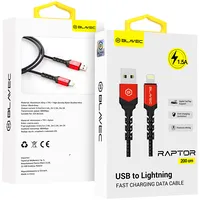 Blavec Cable Raptor braided - Usb to Lightning 1,5A 2 metres Cra-Ul15Br20 black-red  Kabav1630 5900217421245