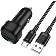 Borofone Car charger Bz34 Cloud - Usb Qc 3.0 18W with to Type C cable black  Ład001942 6941991122293 85044030
