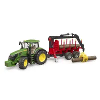 Bruder traktors John Deere 7R 350 ar mežsaimniecības piekabi un 4 baļķiem, 03154  4080202-2322 4001702031541