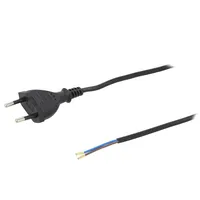 Cable 2X0.5Mm2 Cee 7/16 C plug,wires Pvc 5M black 2.5A  W-97142