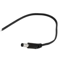 Cable 2X0.5Mm2 wires,DC 5,5/2,5 plug straight black 0.2M  Dc.cab.2600.0020
