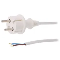 Cable 2X1Mm2 Cee 7/17 C plug,wires Pvc 2M white 16A 250V  W-98347