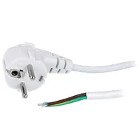 Cable 3X0.75Mm2 Cee 7/7 E/F plug angled,wires Pvc 2M white  S3-3/07/2.0Wh