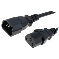 Cable 3X0.75Mm2 Iec C13 female,IEC C14 male Pvc 1.8M black  Wn111-3/07/1.8B