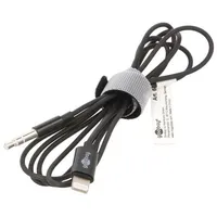 Cable Apple Lightning plug,Jack 3.5Mm 3Pin plug 1M black  Light-Jack-001-Bk 66805